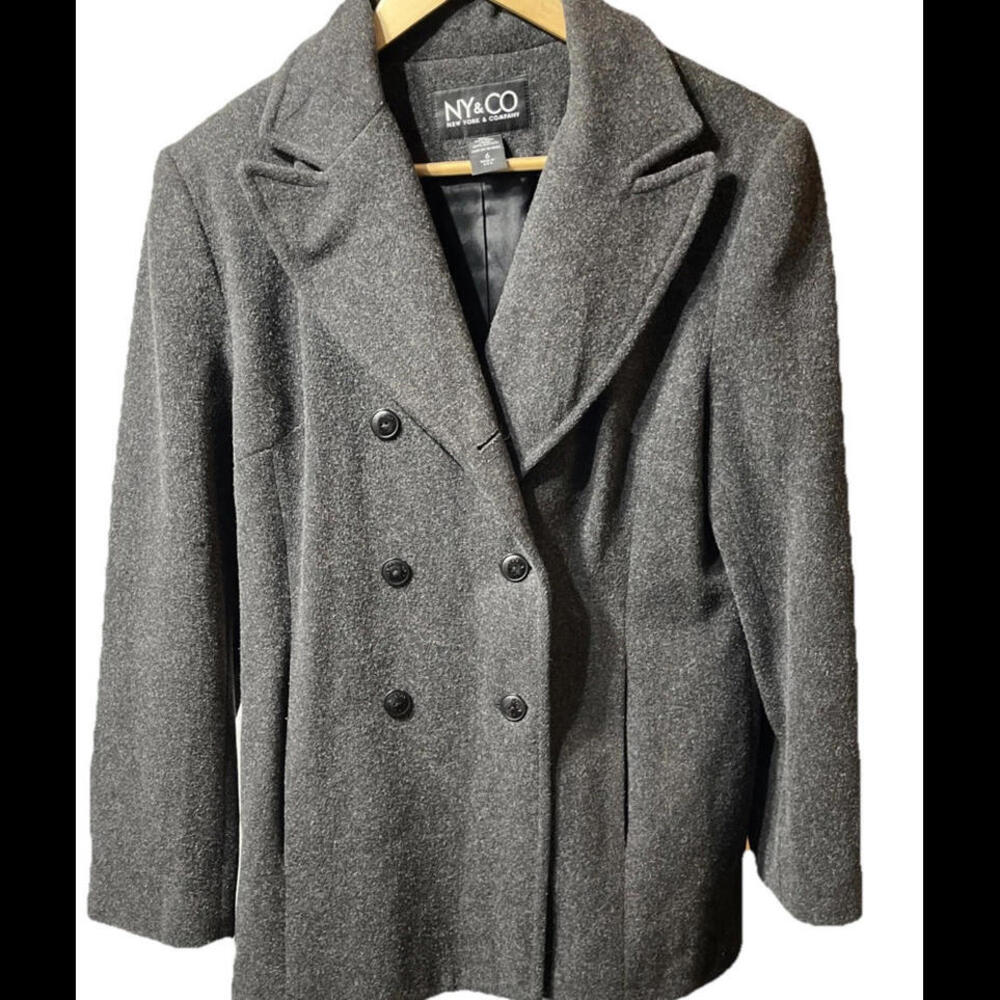 Wool Pea Coat Women’s Sz 6  Gray NY & CO